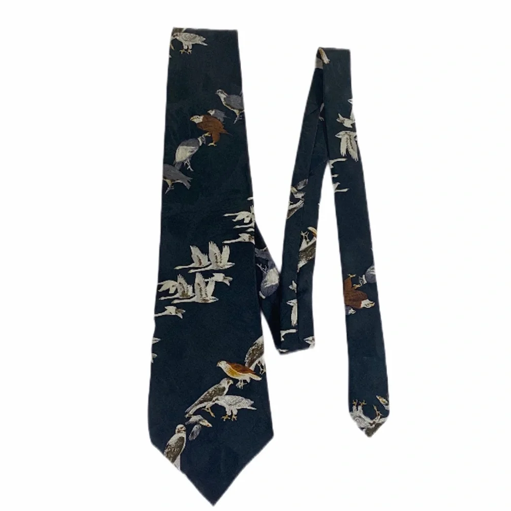 Endangered Species Bird Print Black Tie